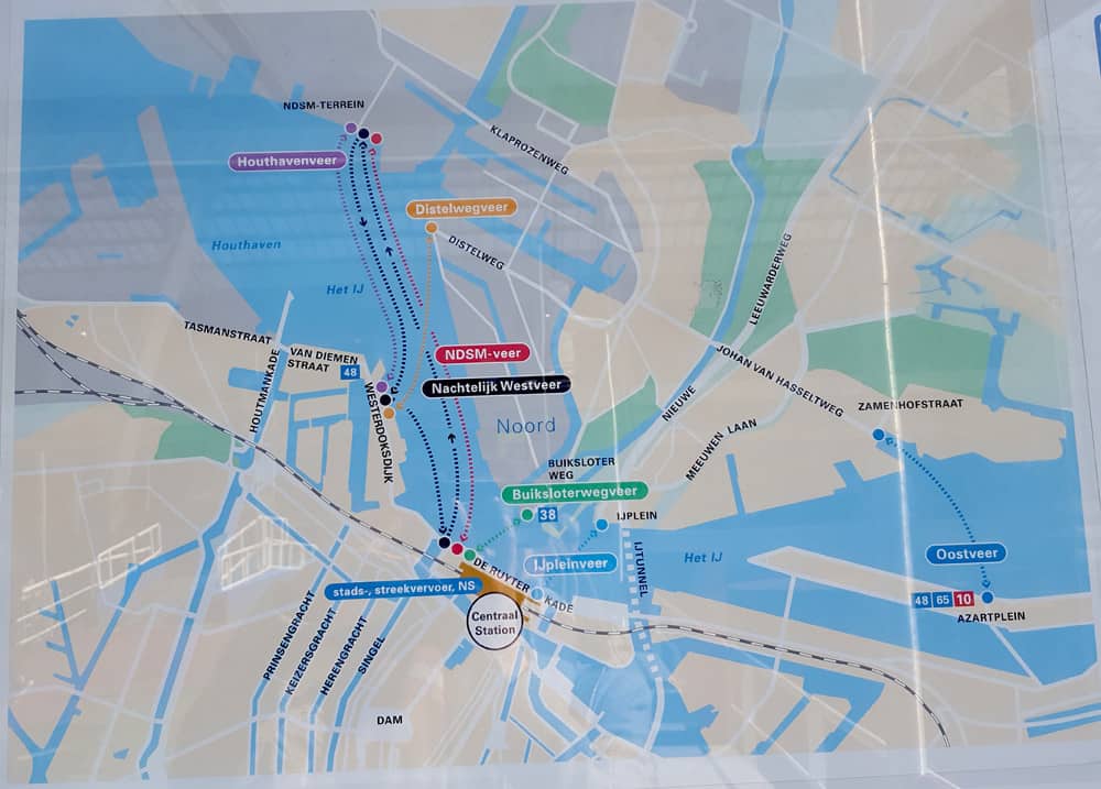 Übersicht Routen kostenlose Fähren Amsterdam