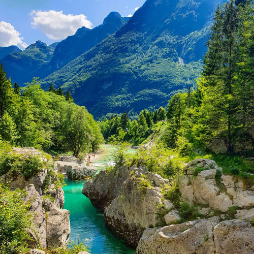 Grand Canyon Soca am Kamp Soca im Triglav Nationalpark in Slowenienamp